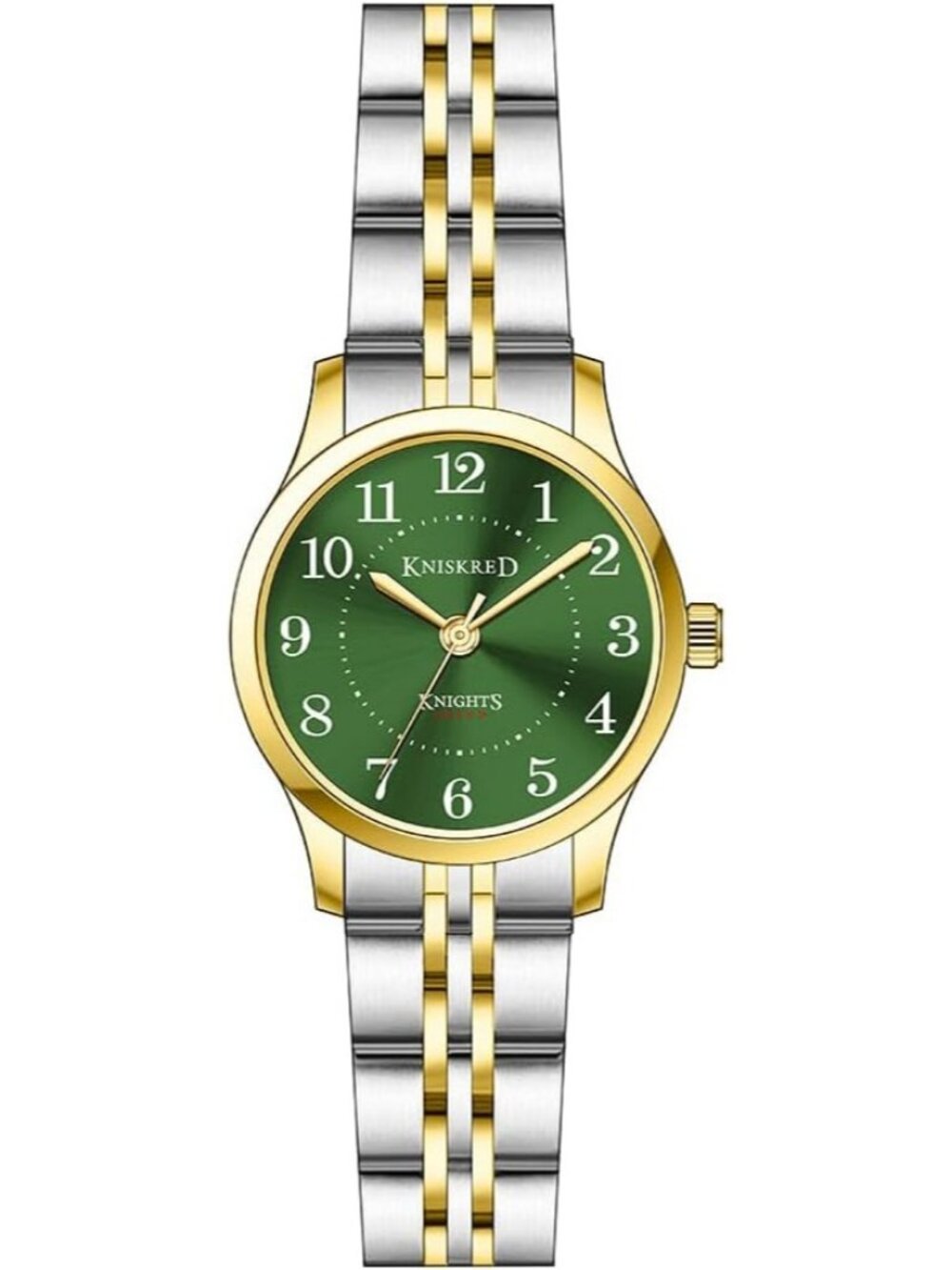 Women's Silver Green Solid Stainless Steel Band Easy to Read Dial Wrist Watch